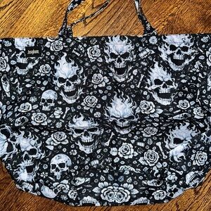 Asylum Black White Skull Print Tote Bag - Brand New